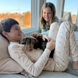 Long Sleeve Pajama Set Pima Cotton - 8, Lizard Birch
