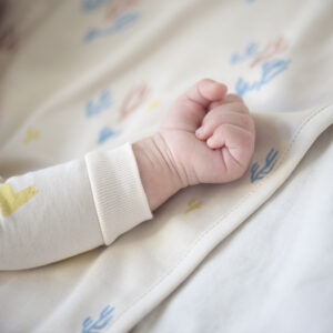 Baby on a cotton blanket