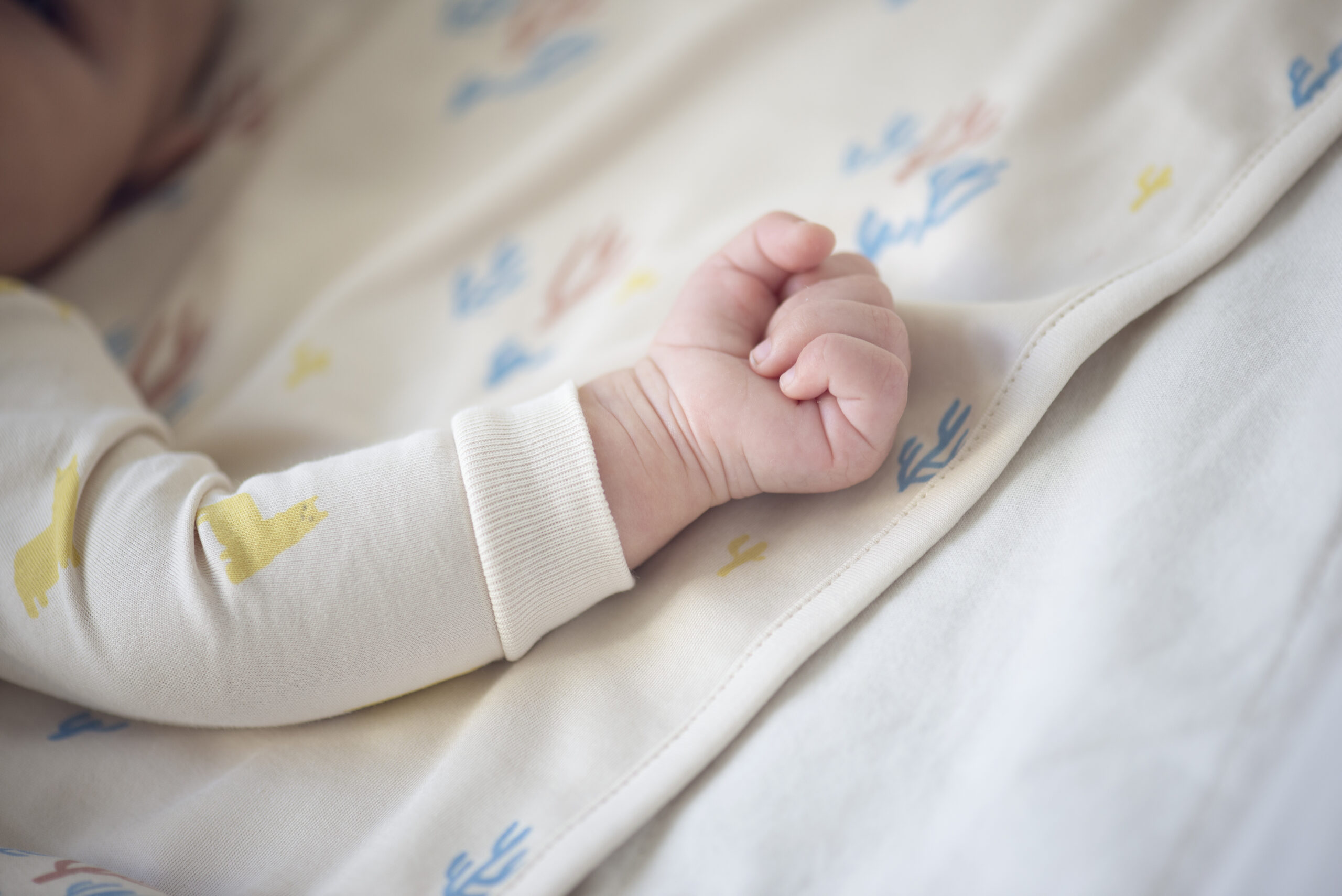 Baby on a cotton blanket