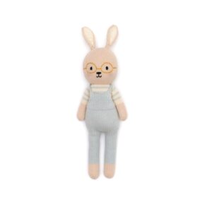 Hand Knit Soft Toy - Mike The Bunny - blue