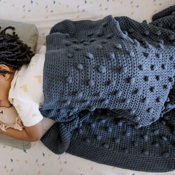 Hand knit 100% cotton blanket - Emilia