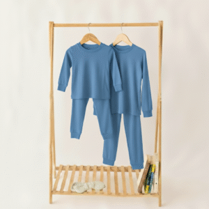 Long Sleeve Pajama Set Pima Cotton - 5, Blue Andes