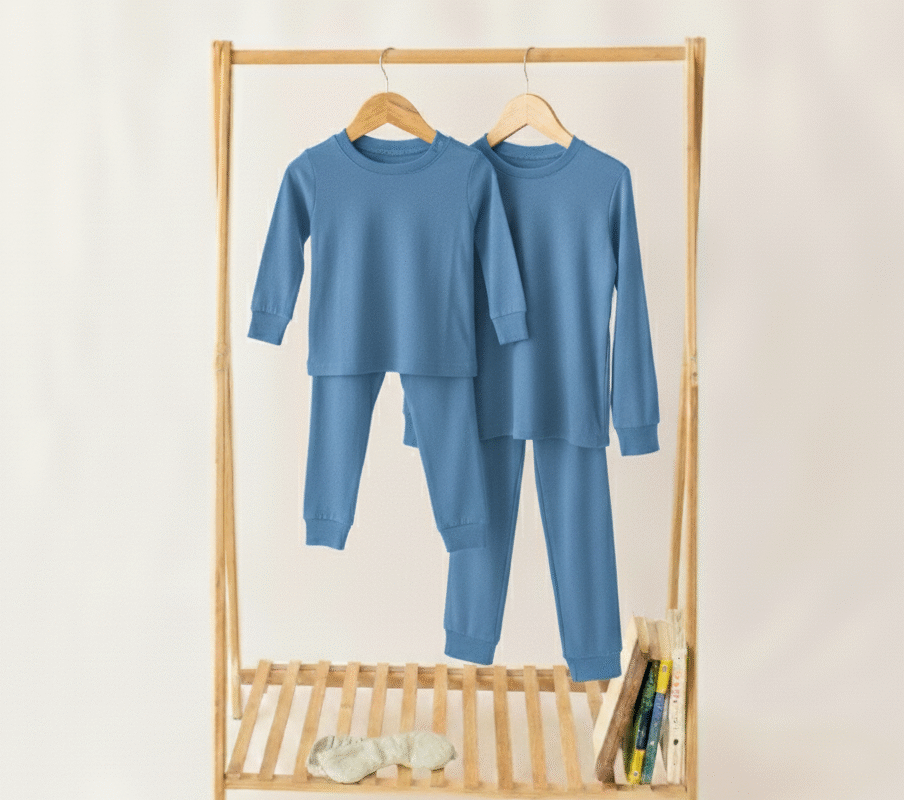 test 19 Long sleeves pajama set Pima cotton blue