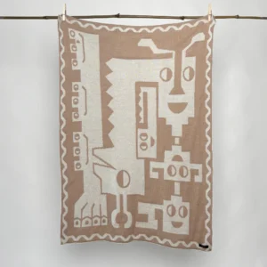 Baby Alpaca Blanket - Natural “Animals Mingling”