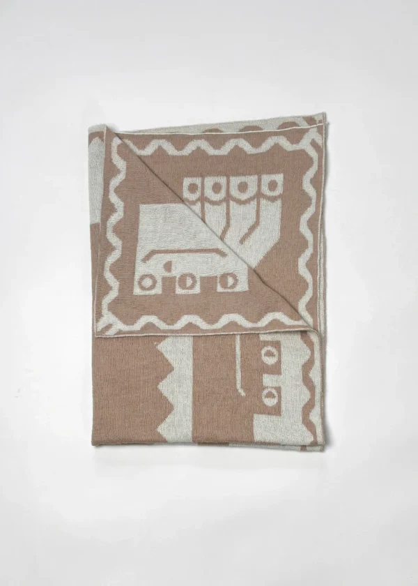Baby Alpaca Blanket - Natural “Animals Mingling” - Image 3