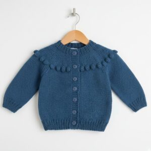 Hand Knit Cardigan - Garland - 6, Blue Andes