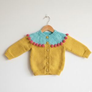 0-3 Months 17 Hand Knit Cardigan - Garland - 4, Yellow