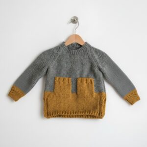 0-3 Months 18 Hand-knit sweater - TWO POCKETS - 6, Grey