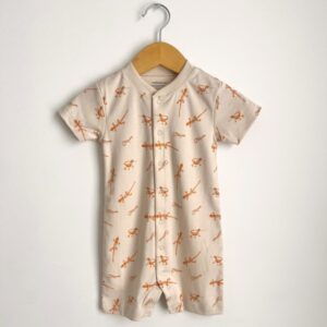 Safe sleep 13 Summer baby romper - Pima cotton - newborn, Lizard Birch