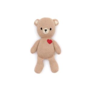 Home 23 Hand Made Soft Toy - Baby Bear With Heart - red