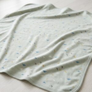 0-3 Months 18 Pima Cotton Baby Blanket - Birds Aqua