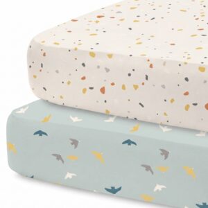 0-3 Months 19 Pima Cotton Crib Sheet - Birds Aqua